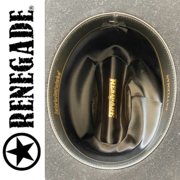 RENEGADE ⭐️ western black felt cowboy cattleman hat, 55cm circumference - Picture 14 of 16